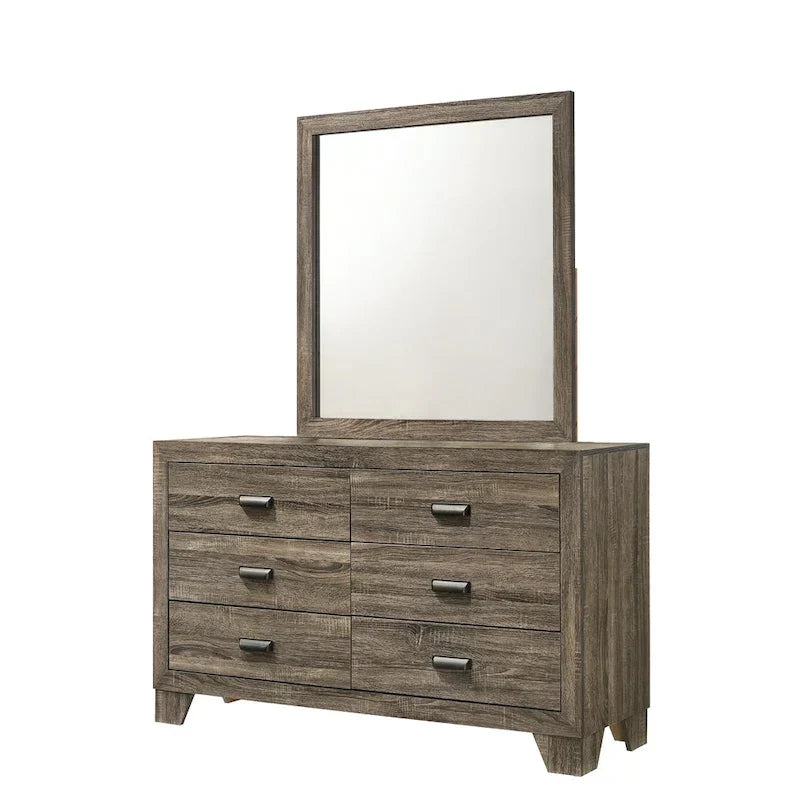 Linette 6-Piece Grey Contemporary Solid Wood and Veneer Upholstered Bedroom Set