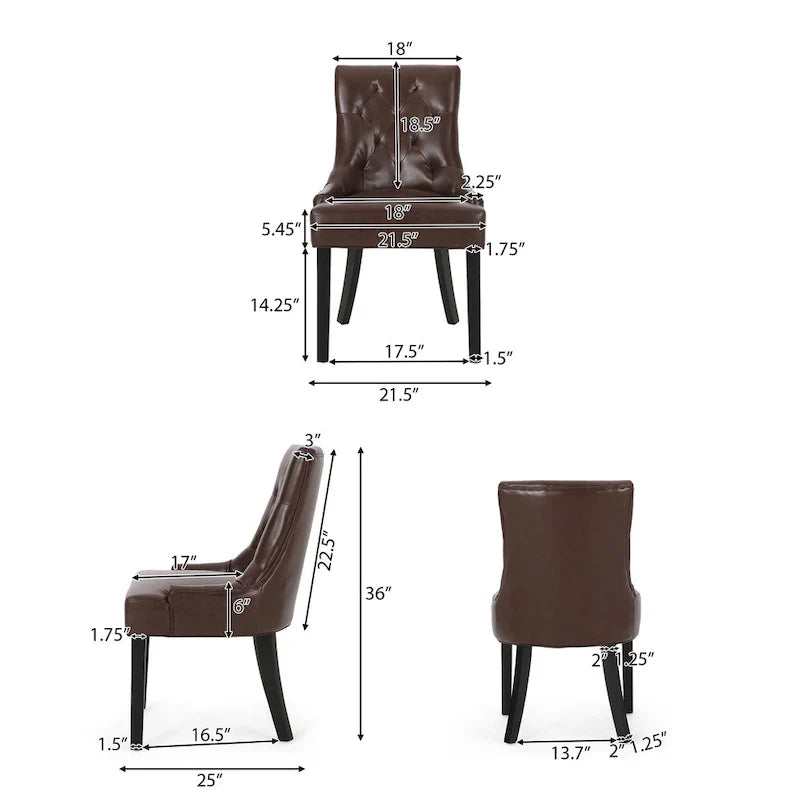 Set of 2 Cheney Tufted Dining Chairs by Christopher Knight Home