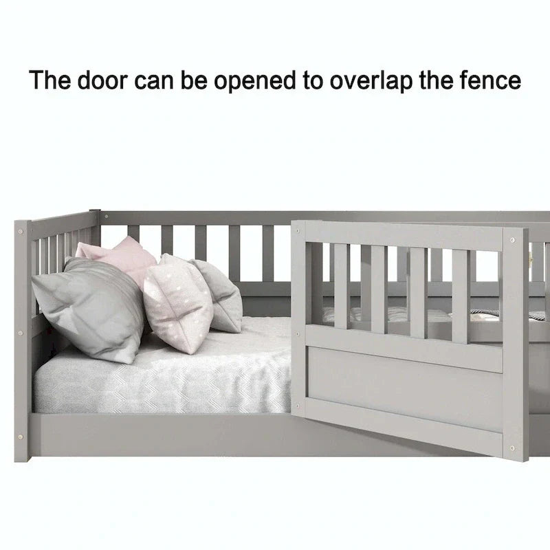 Montessori wooden children's floor bed with Support slat