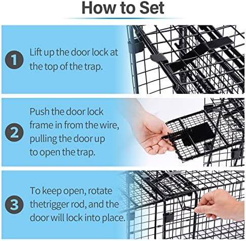 2025 Humane Way Folding 32 Inch Live Humane Animal Trap – Safe Traps for All Animals – Raccoons  Cats  Groundhogs  Opossums – 32′′x10′′x12′′ Black