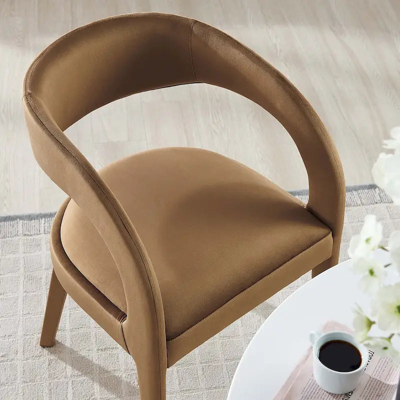 Set of 2 Modern Velvet Dining Chairs Curved Back Upholstered Accent Chairs