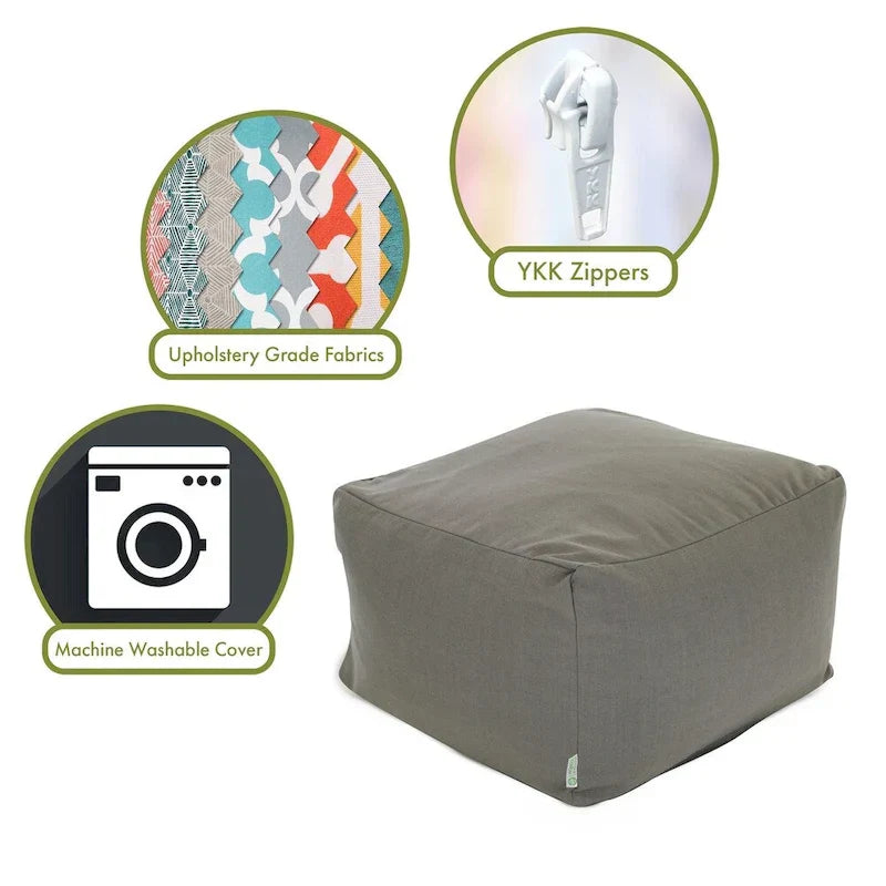 Majestic Home Goods Indoor Wales Poly/Linen Ottoman Pouf - 27" L x 27" W x 17" H