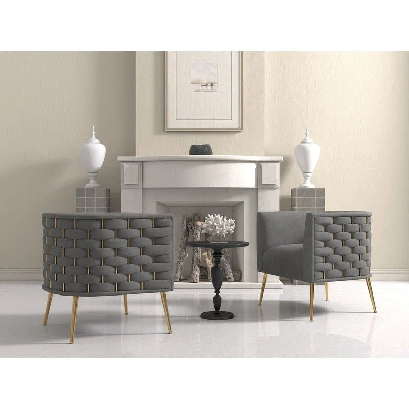 Set of 2 SEYNAR Mid-Century Modern Velvet Round Accent Chairs for Living Room