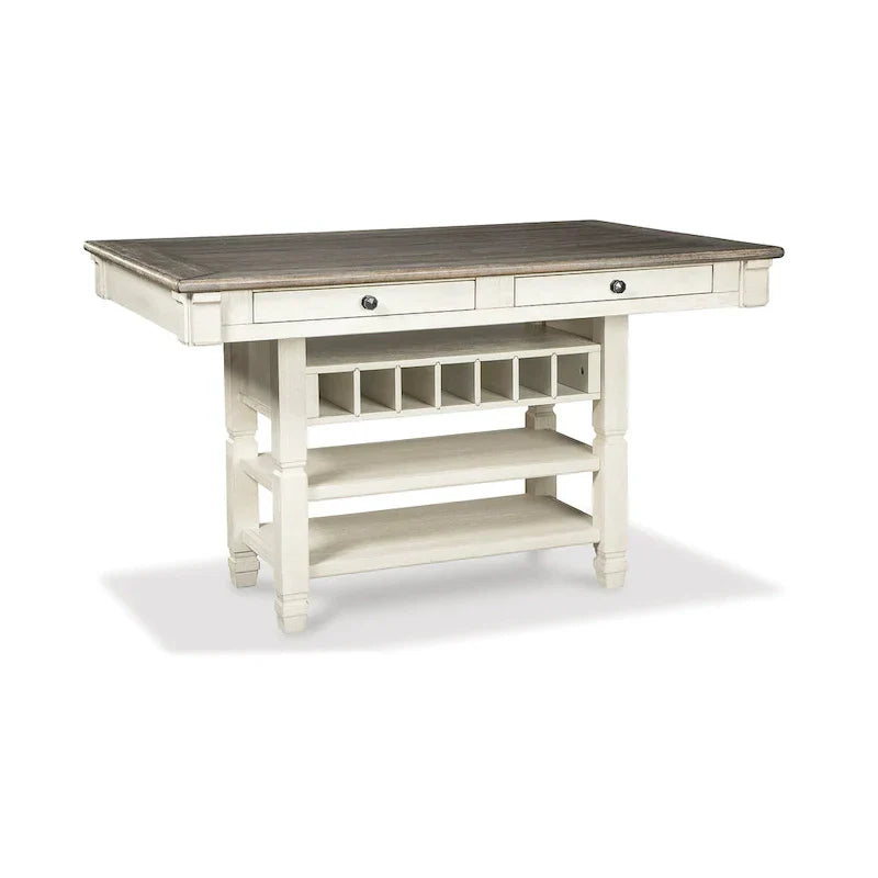 Signature Design by Ashley Bolanburg 7-Piece Counter Height Dining Set in Antique White and Brown
