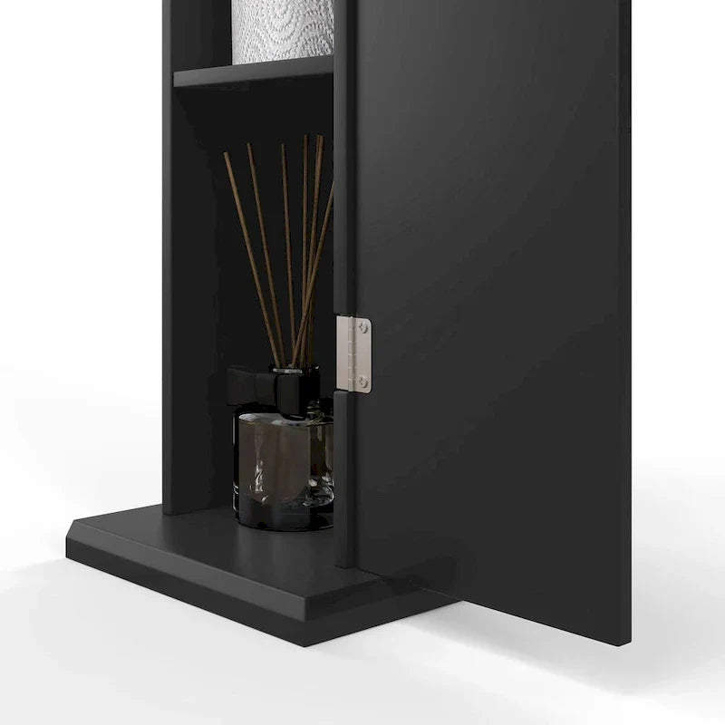 HOMCOM Compact Toilet Paper Cabinet - Corner Floor Storage Organizer with Doors and Shelves for Small Bathrooms