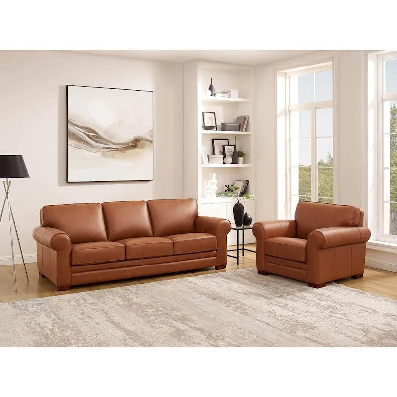 Hydeline Brookfield Premium Top Grain Leather Sofa and Chair Set