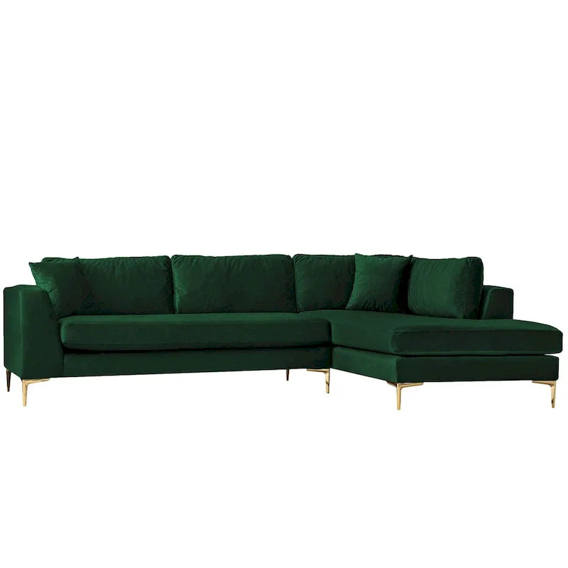 Mae Velvet Corner Sectional Sofa in Mid-Century Modern Style