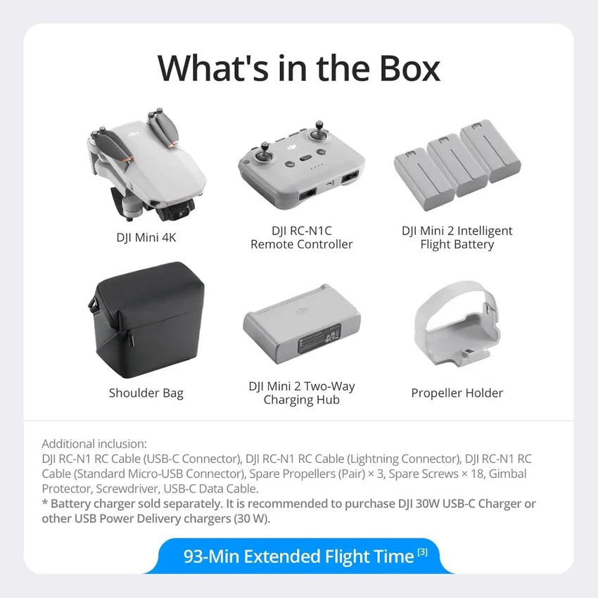 DJI Mini 4K, Drone with 4K UHD Camera for Adults, Under 249 g, 3-Axis Gimbal Stabilization, 10km Video Transmission, Auto Return, Wind Resistance, 1 Battery for 31-Min Max Flight Time, Intelligent Flight