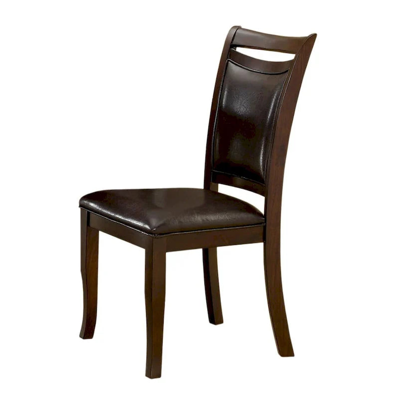 Set of 2 Zita Modern Classic Espresso Leather Dining Chairs by Furniture of America