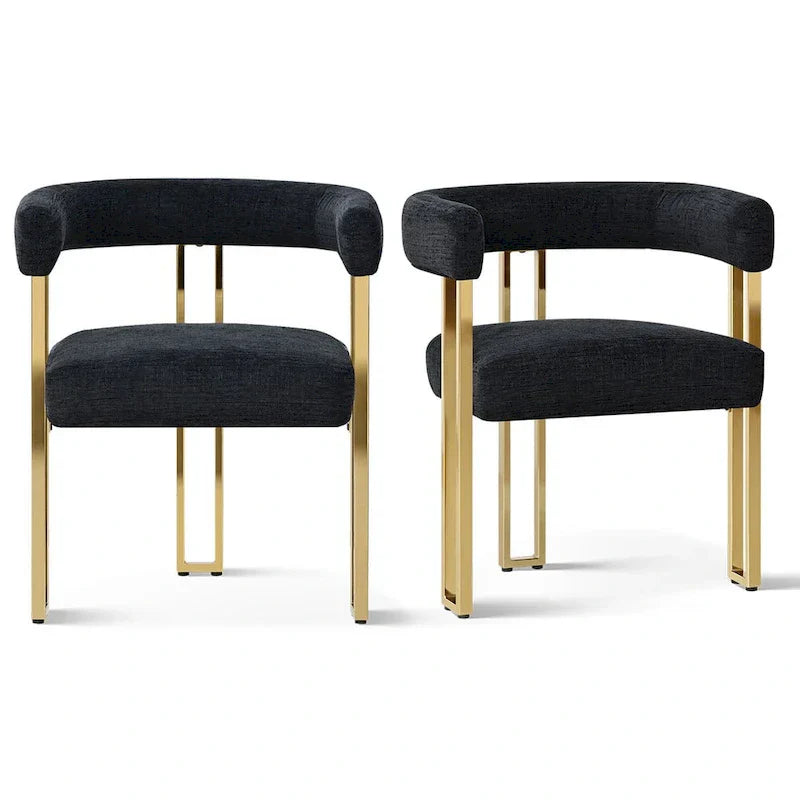 Set of 2 Chenille Upholstered Armchairs