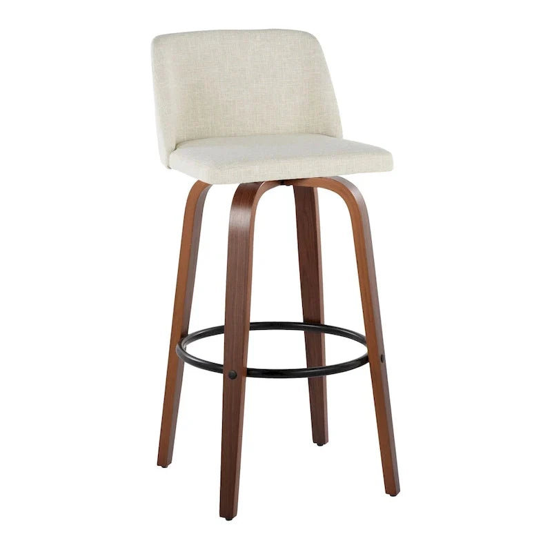 Set of 2 Carson Carrington Vallberga 30-Inch Fixed-Height Bar Stools with Walnut Wood Base