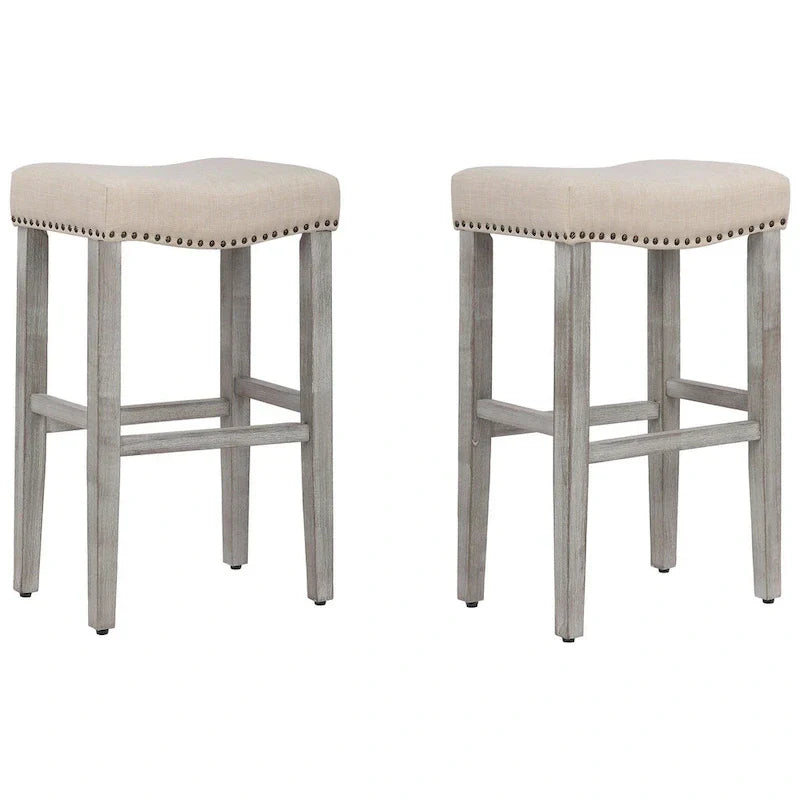 Set of 2 Jameson Gray Upholstered Polyester 29-Inch Bar Stools