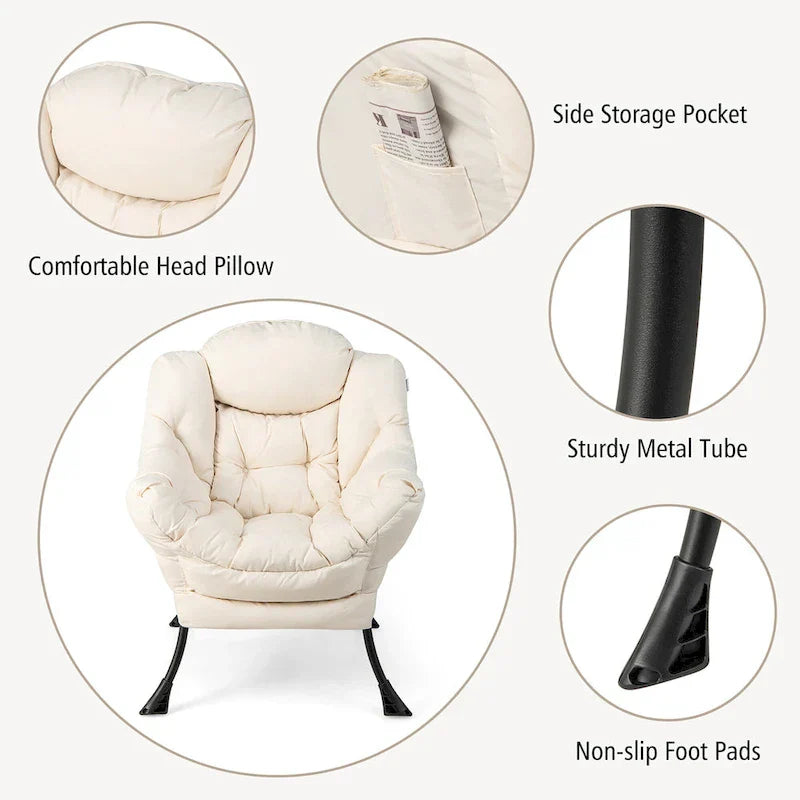 Gymax Folding Footrest Lazy Sofa Chair - Accent Leisure Armchair