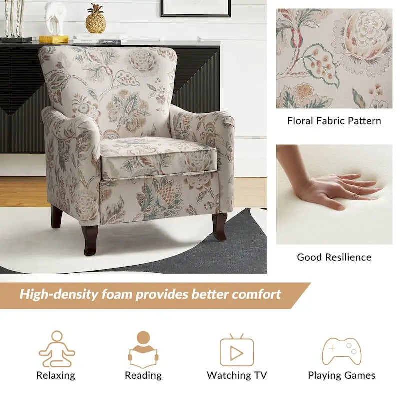 HULALA HOME Samouel Contemporary Floral Wingback Armchair