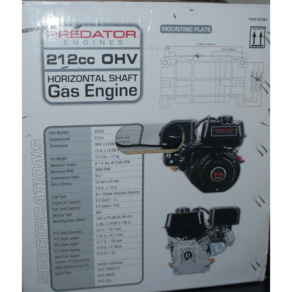 2025 Predator Horizontal Shaft Engine – 6.5 HP, 212cc
