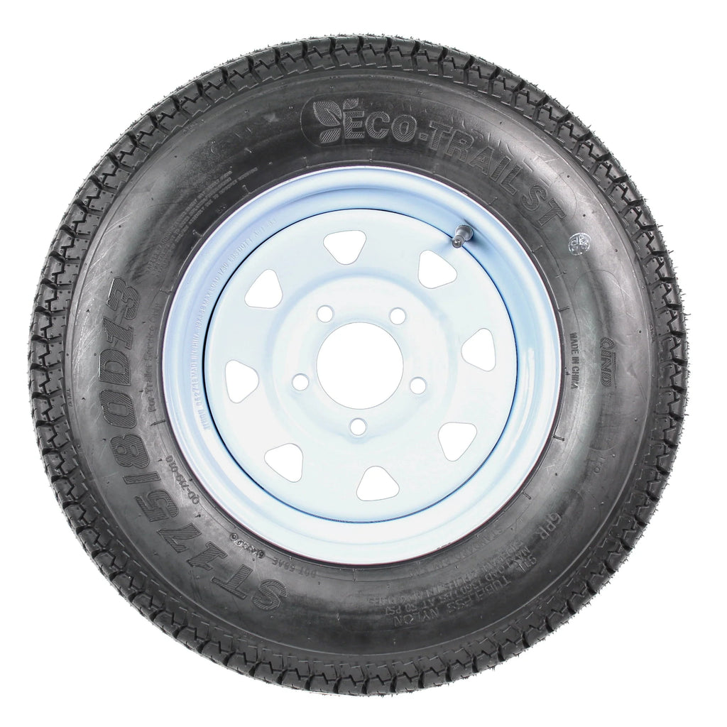 2-Pk Trailer Tires Rims ST175/80D13 175/80 13 B78-13 LRC 5 Lug White Spoke Wheel
