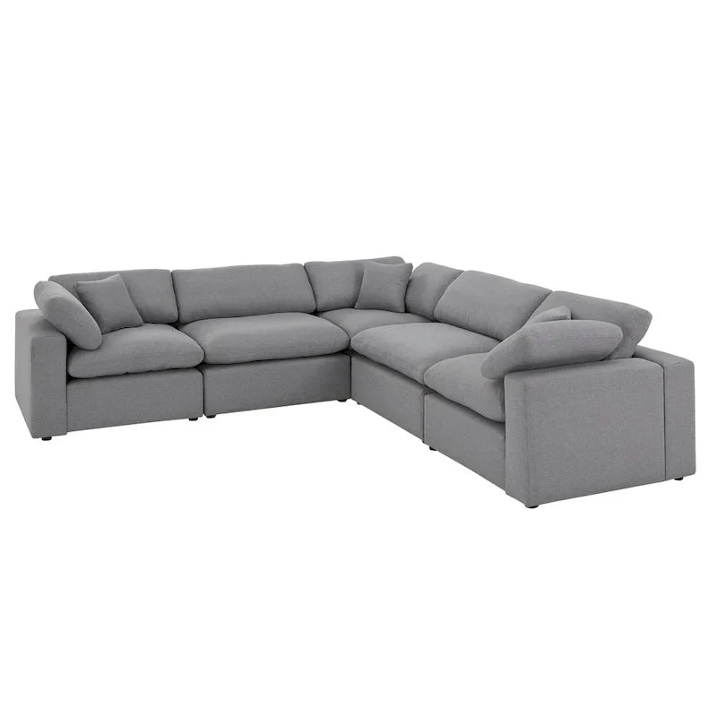 iNSPIRE Q Modern Anka Grey Linen 5-Piece Sectional Sofa