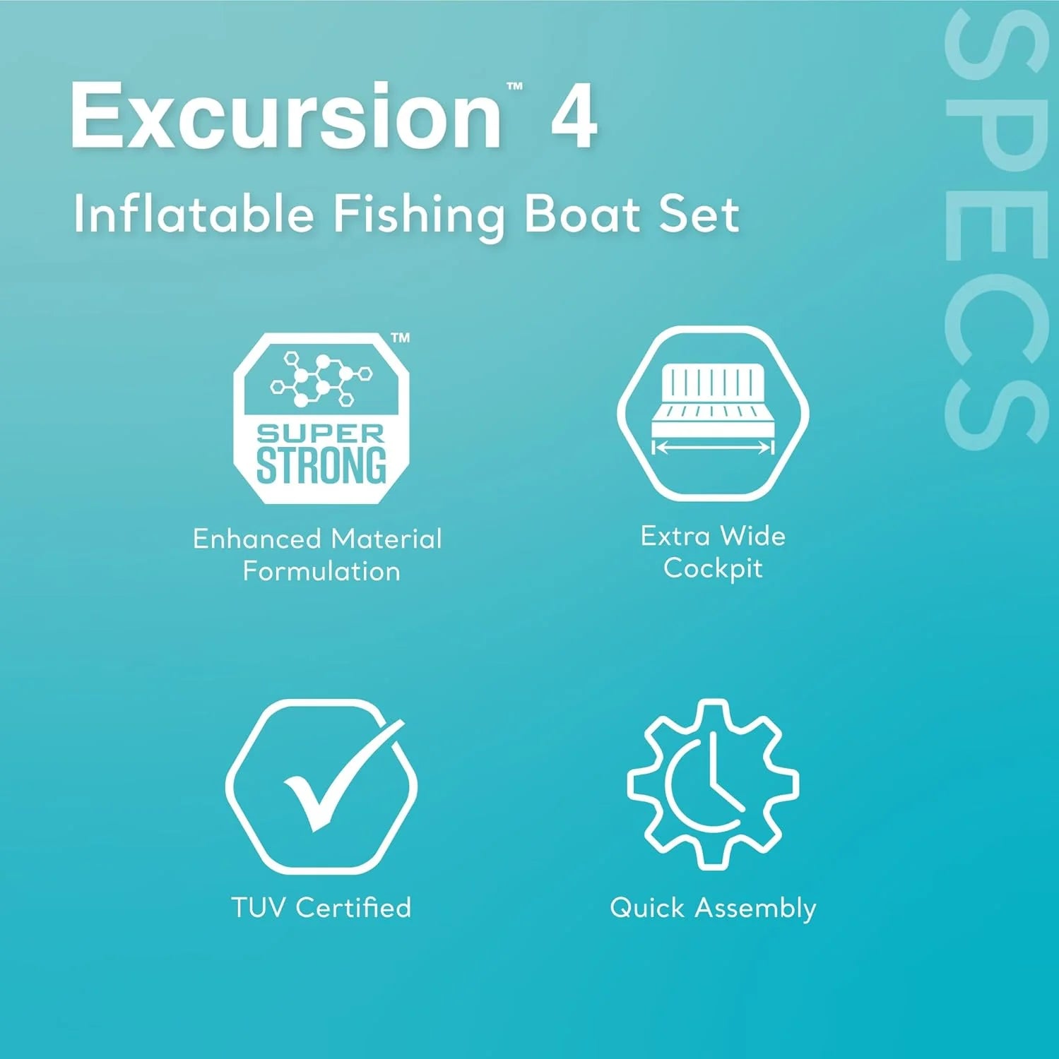 Excursion Inflatable Boat Series: Includes Deluxe 54in Boat Oars and High-Output Pump – SuperTough PVC – Adjustable Seats with Backrest – Fishing Rod Holders – Welded Oar Locks