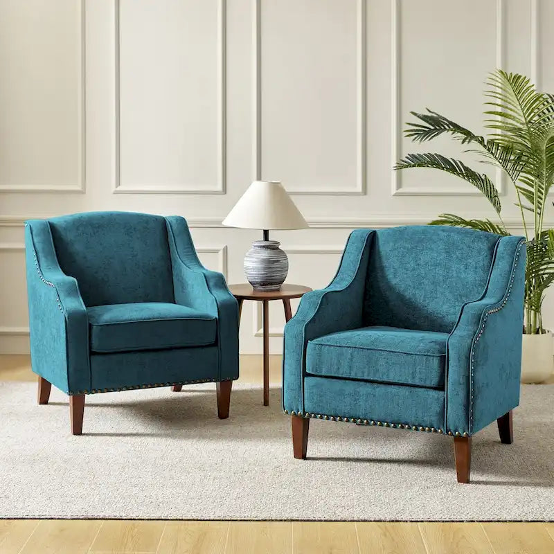 Set of 2 Lucretius Armchairs with Nailhead Trim by HULALA HOME