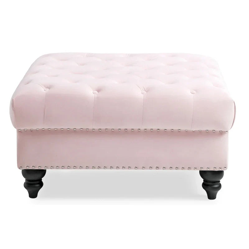Luxurious Nola Velvet Tufted Extra-Large Ottoman