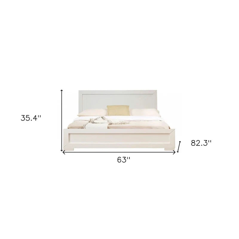 HomeRoots White Solid & Manufactured Wood Queen Bed Frame