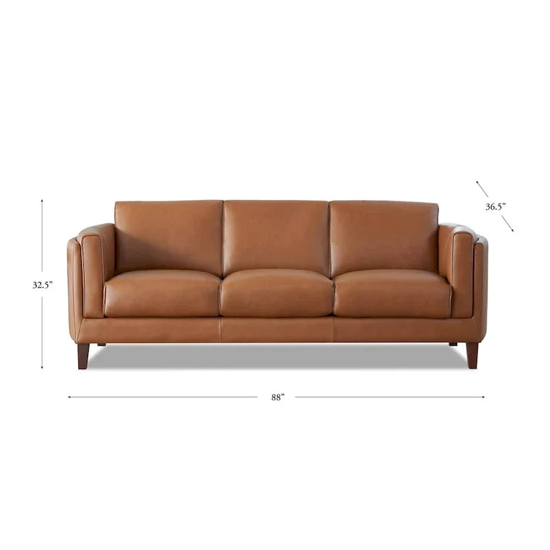 Hydeline Maui Premium Top Grain Leather Sofa with Feather, Memory Foam, and Spring Support