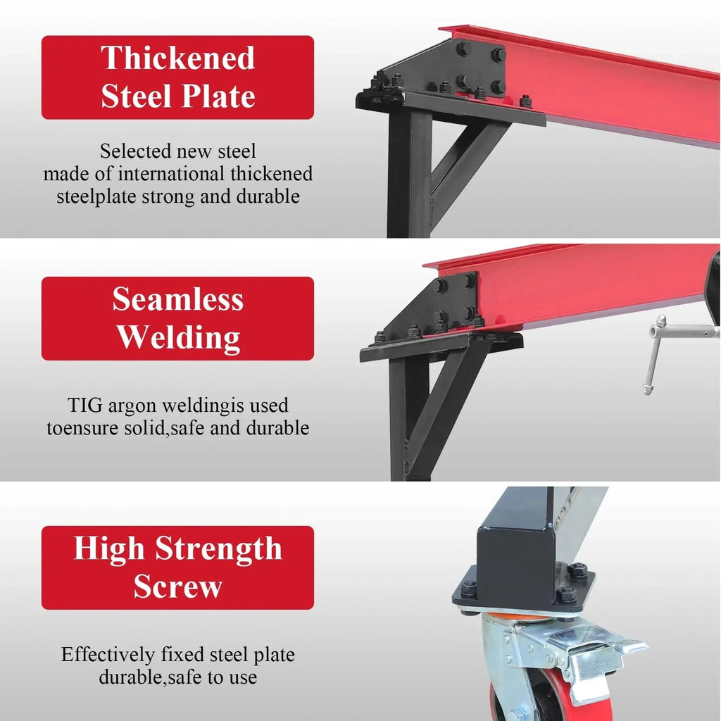 2025 1-ton gantry crane, adjustable, 2200 lbs lifting capacity, height adjustable 96.5"-143.7", portable hoist for factory, construction site, warehouse, auto repair shop