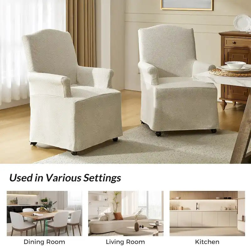Set of 2 Alethea Upholstered Dining Chairs with Slipcovers and Solid Wood Legs by HULALA HOME