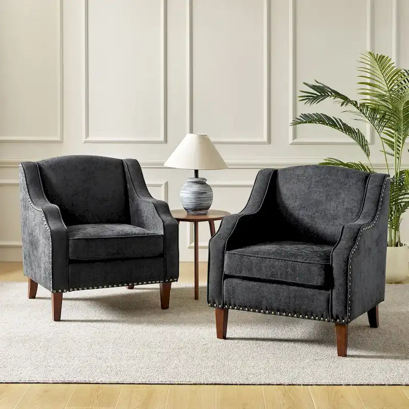 Set of 2 Lucretius Armchairs with Nailhead Trim by HULALA HOME
