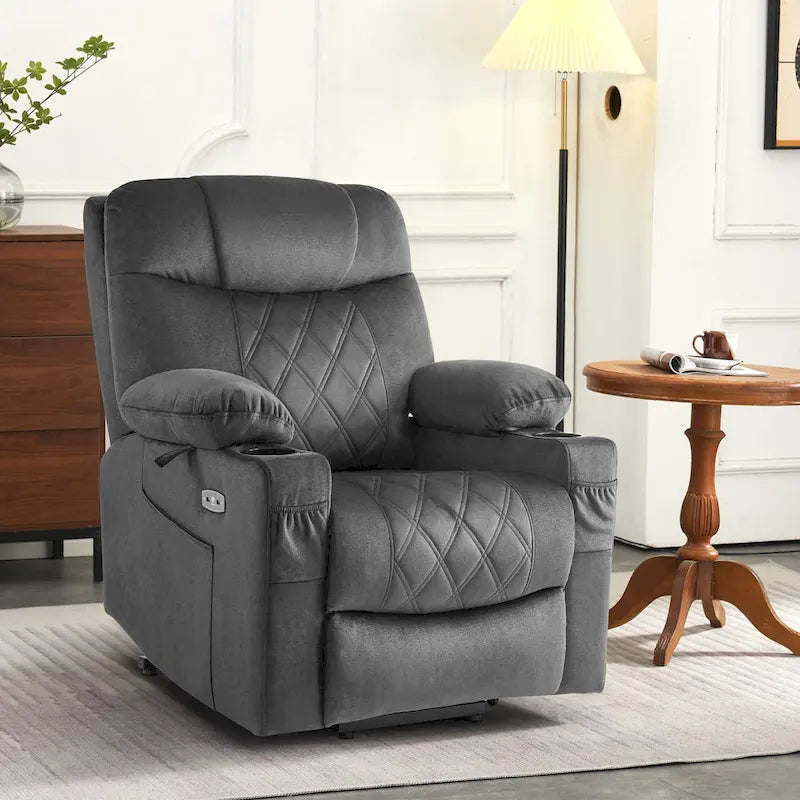 MCombo Compact Dual Motor Power Lift Recliner Chair with Massage, Dual Heating, and Adjustable Headrest - Model 7222
