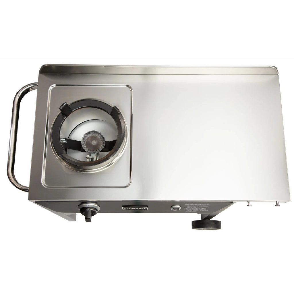 Cuisinart Outdoor Wok Station, 50,000 BTU Propane Outdoor Wok Burner w Prep Table, 14�测�� Carbon Steel Wok for Stir Fry, Searing, BBQ �� Black