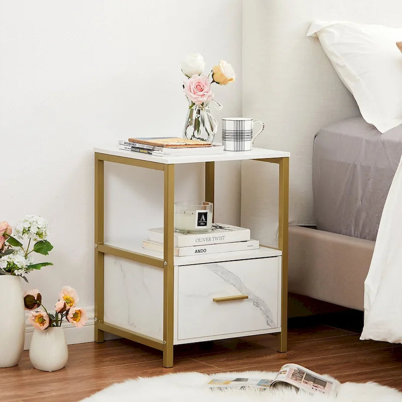 Javlergo Set of 2 Modern Square 1-Drawer Nightstands - Stylish End Tables for Bedroom and Living Room