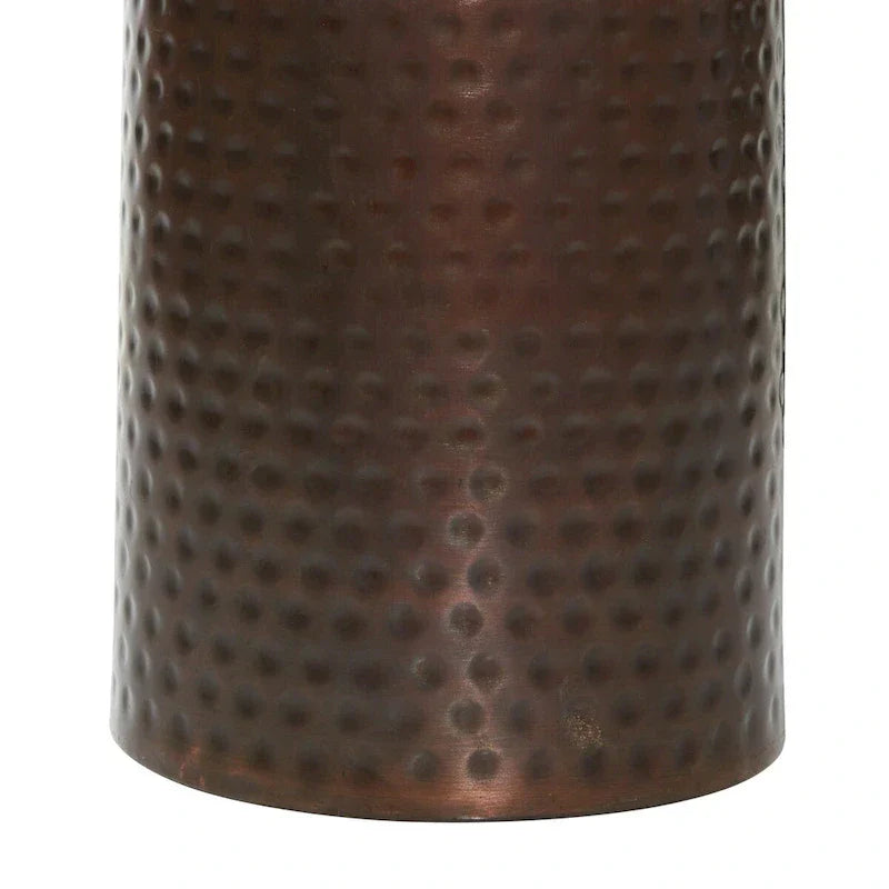 Set of 4 Brown Metal Abstract Tall Slim Pedestal Tables with Grooved Shell or Hammered Finish - Roche River Decor