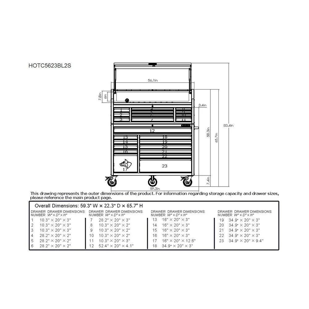 2025 56 in. W x 22 in. D Heavy Duty 23-Drawer Combination Rolling Tool Chest and Top Tool Cabinet Set in Matte Blue