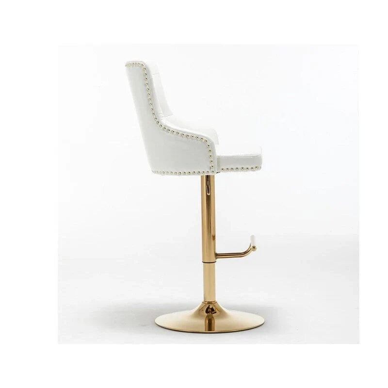 Set of 2 Adjustable Swivel Bar Stools with Gold Base by Best Master Furniture
