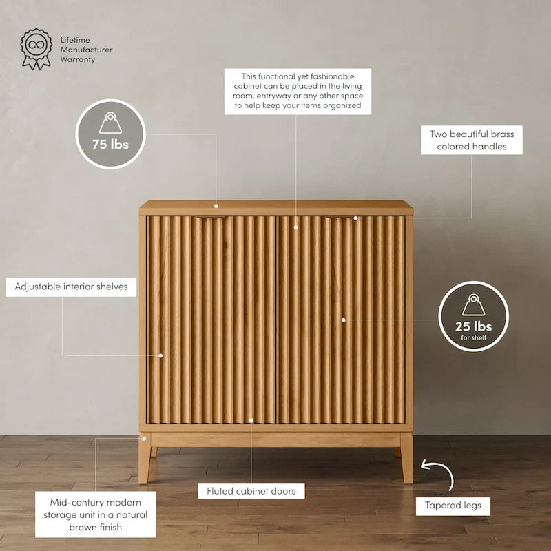 Jasper Contemporary Sideboard - Kitchen Storage Cabinet with Elegant Fluted Doors