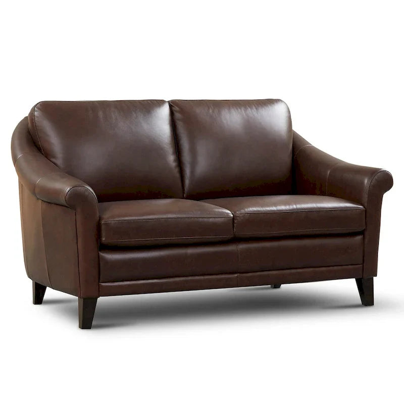 Sienna Authentic Leather Midcentury Modern Loveseat