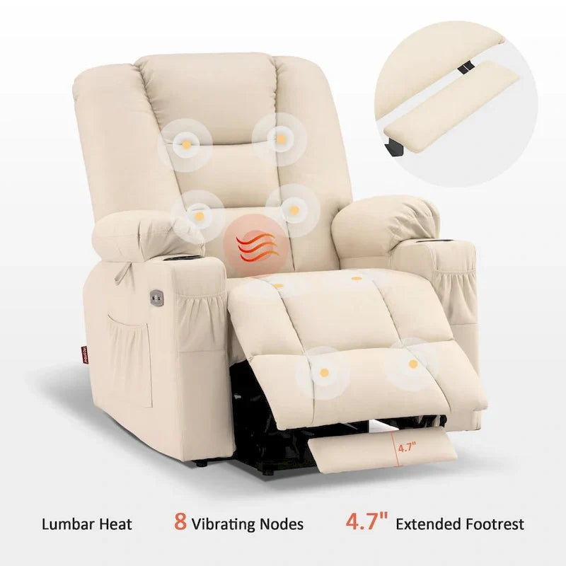 MCombo Compact Power Lift Recliner Chair with Massage and Heat for Seniors, Faux Leather Model 7569