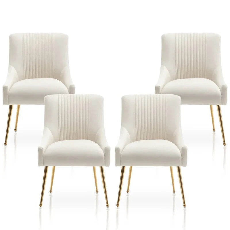 SEYNAR Set of 4 Modern Glam Boucle Velvet Dining or Vanity Chairs with Rear Handle