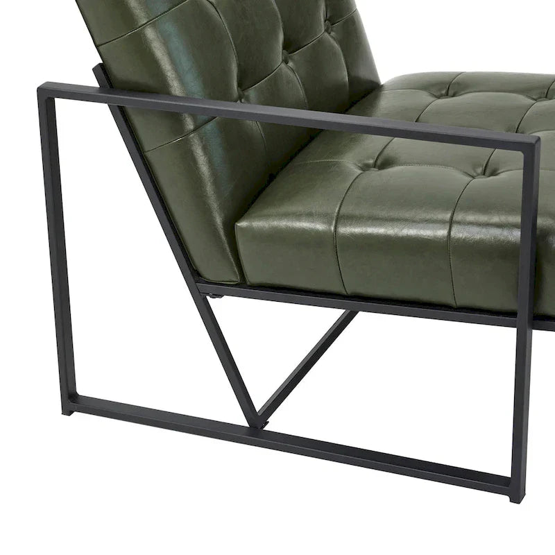 Glitzhome Set of 2 Mid-Century Tufted Accent Chairs in 29.25W PU Leather