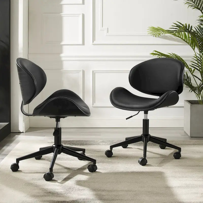 Mid-Century Modern Adjustable Office Chair with Swivel & Casters