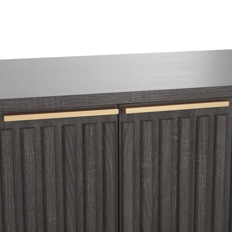 Mid Century TV Stand with Tambour Doors and Storage Drawers