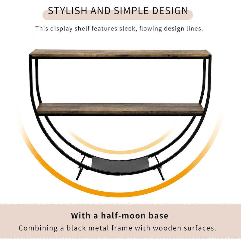 Merax Rustic Industrial Demilune Console Table
