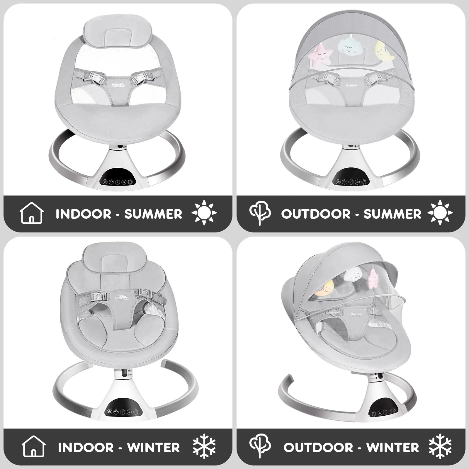 HARPPA Electric Baby Swing for Infants to Toddler with 5 Speed