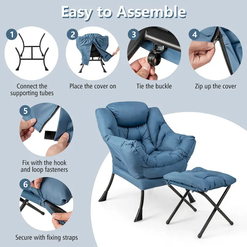 Gymax Folding Footrest Lazy Sofa Chair - Accent Leisure Armchair