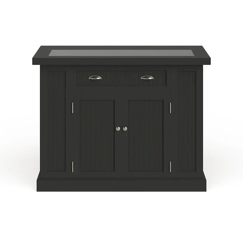 Kitchen Island with Granite Top Drop Leaf and Storage Shelves