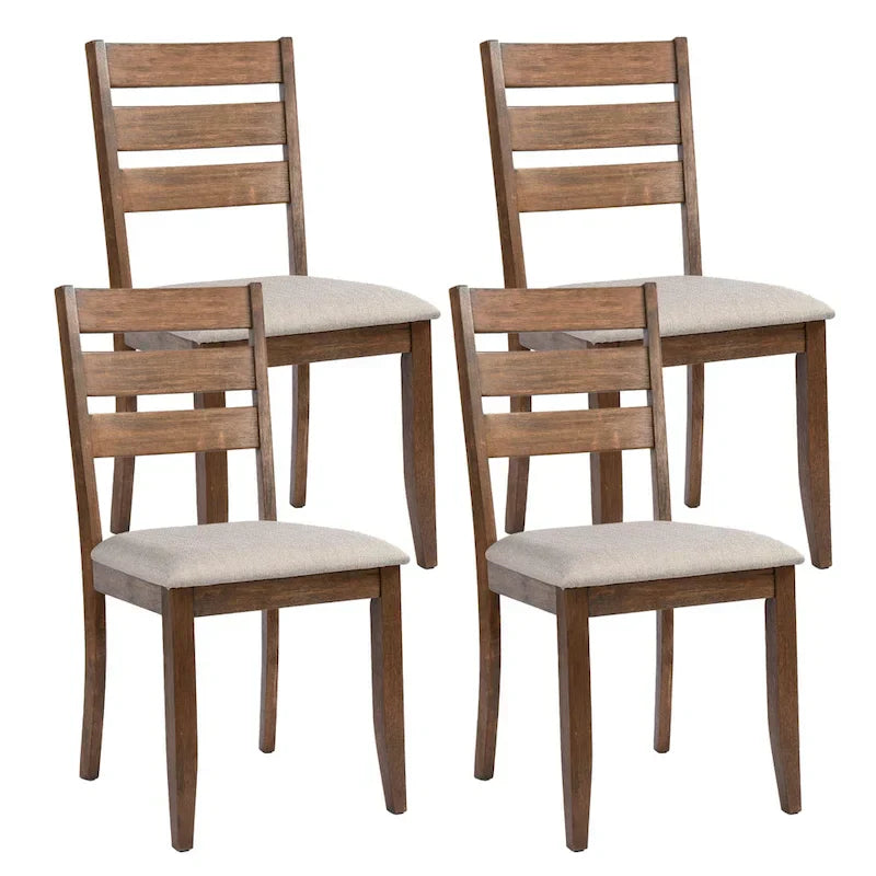 Set of 4 Slat Back Wooden Dining Chairs