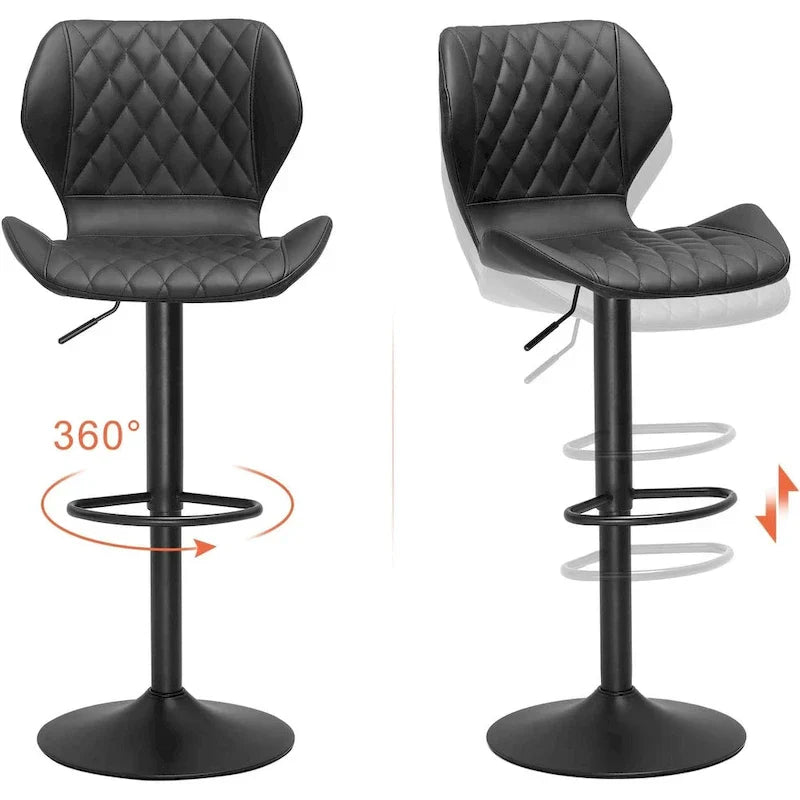 Set of 2 Upholstered Swivel Counter Height Bar Stools