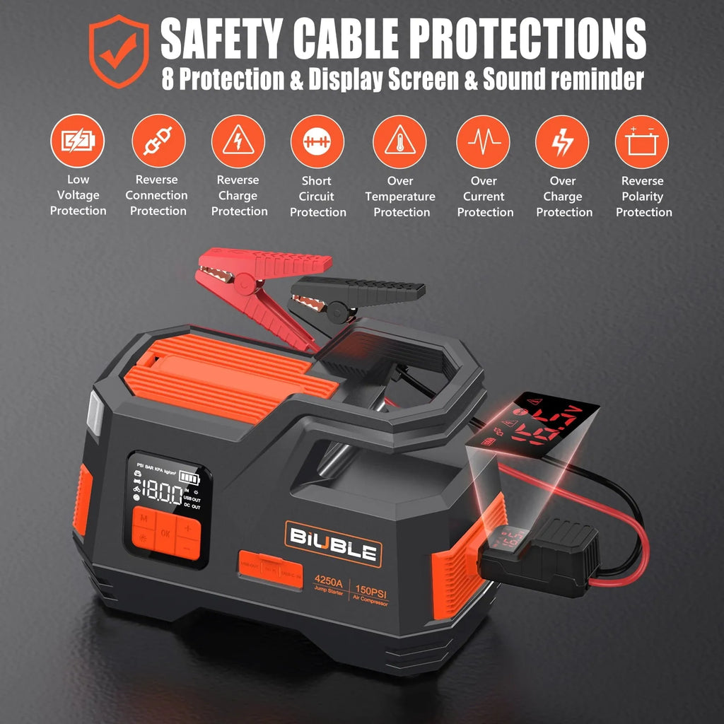 Car Jump Starter with Air Compressor, 4500A Peak 26800mAh 12V Auto with 150PSI Tire Inflator锛�up to All Gas or 10.0L Diesel Engine锛�