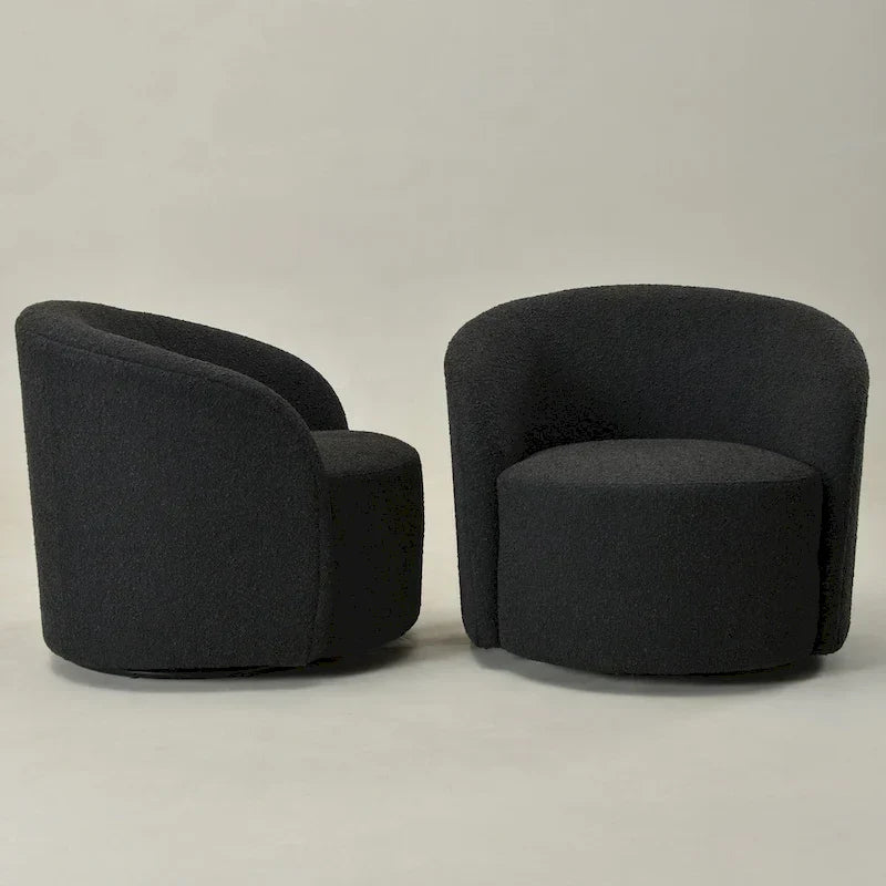 Set of 2 KINWELL 34-Inch Wide Upholstered Swivel Barrel Chairs